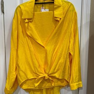 Micas Yellow Tie-Front Long-Sleeve and wide leg pants Women's